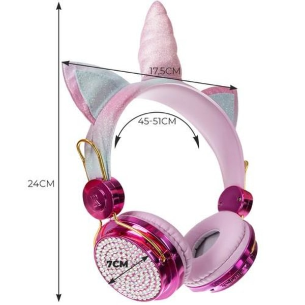 Bluetooth Stereo Hodetelefoner Enhjørning med Mikrofon Rosa