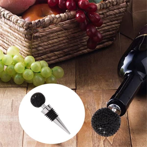 Champagne Vinflaskeproppe Rustfrit Stålproppe Vakuumforsegling Genanvendelig Sort