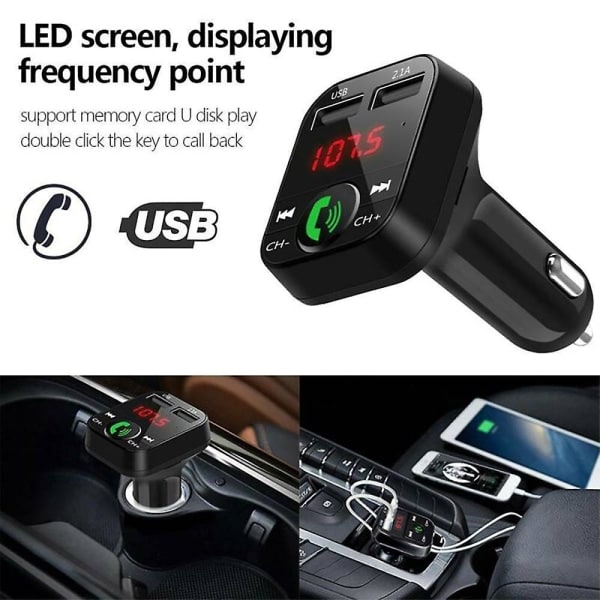 Trådløs Bluetooth Bil FM-sender 2 USB-oplader Aux-adapter Håndfri