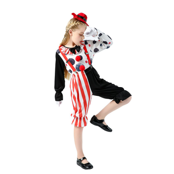 Läskig clowndräkt för barn Deluxe set för Halloween Dress Up Party Cosplay L