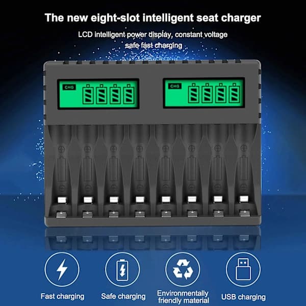 Batterioplader til AA AAA genopladelige batterier Pålidelig Holdbar Oplader-hy