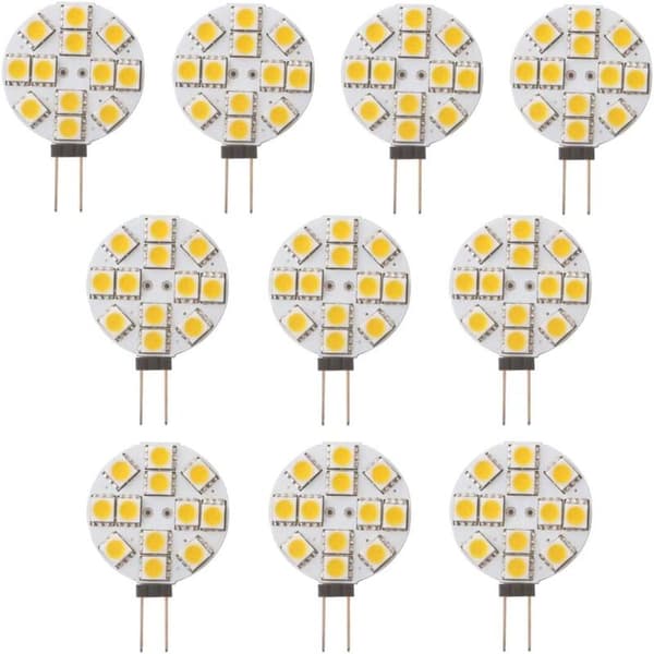 10-pack G4 LED-lampor, ej dimbara, 2700K varmvit, 180° strålvinkel, DC 12V för kök, husbil, husvagn, båt