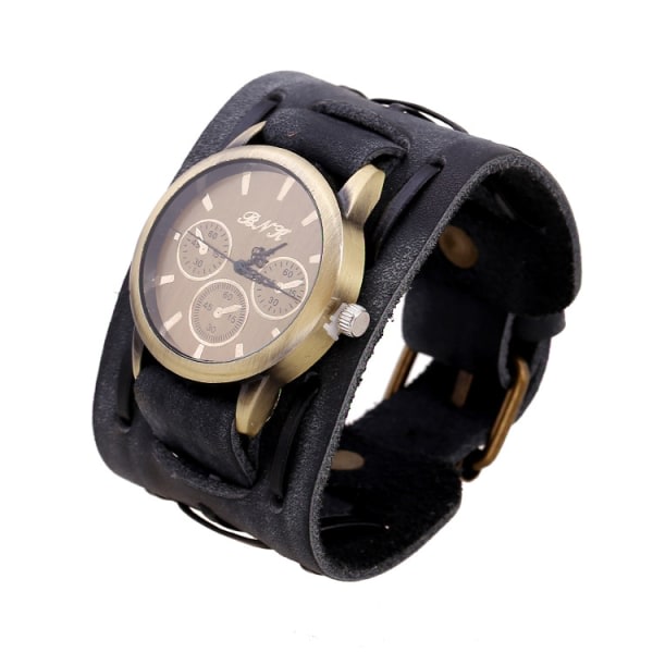 IC Stil Vintage Punk Läderarmband Manschett Klocka