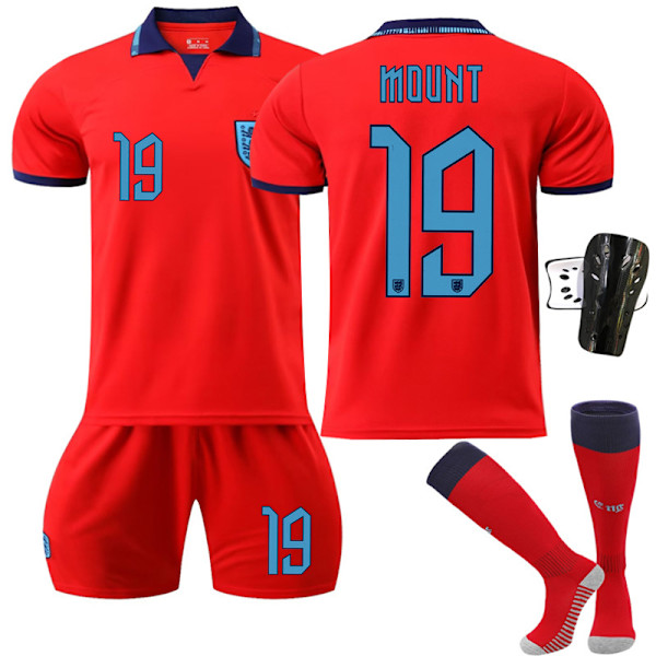 22-23 England Borte Fotballdrakt VM Barn Fotballdrakt Festnummer 19 med Sokker Beskyttelsesutstyr xl