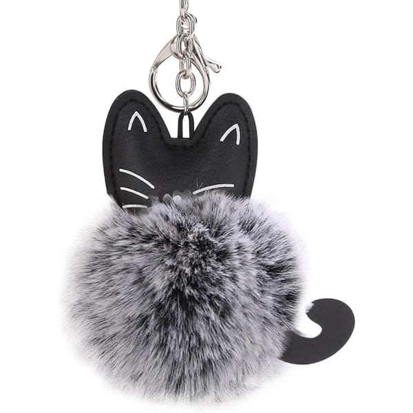 Premium kvalitet fluffig konstgjord päls katt nyckelring hänge mode smycken väska hänga tillbehör Baby girl IC