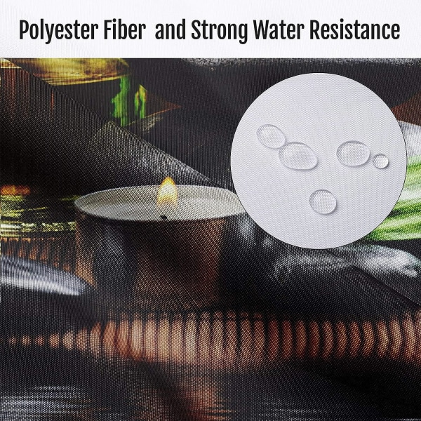4-delars duschdraperi set, med 12 krokar, stenar Flow Water