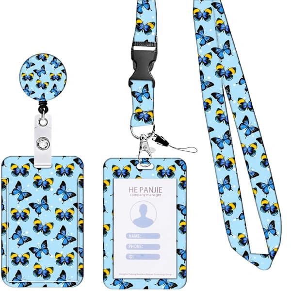 ID Card Holder with Various Pattern Prints, Sliding Opening, Lanyard and Multiple Carrying Options, Transparent Card Protector, Portable Retractable Badge G G
