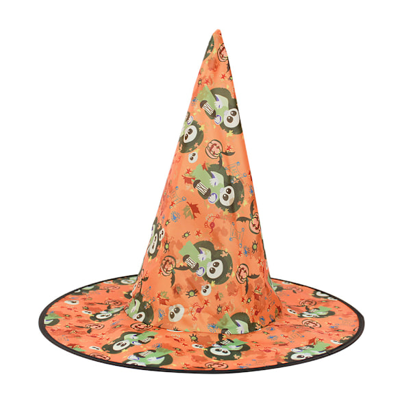 Halloween-hatt lysande häxhatt festdekoration spindelnät trollkarlhatt pumpa varmstämpling svart häxhatt MJ51 Orange 12 One Size