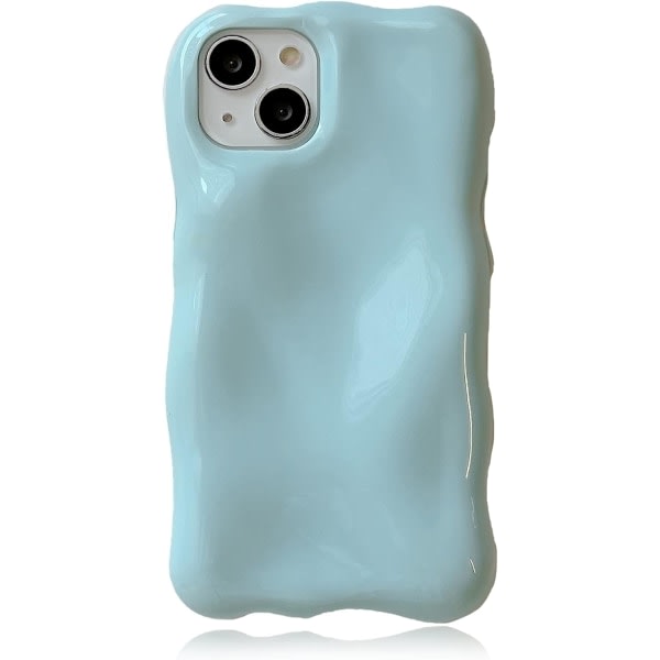 IC iPhone 13Pro sött case, oregelbunden muodossa minimalistinen stil 3D himmelsblå enfärgat case, stötsäkert mjukt TPU case för flickor, kvinnor