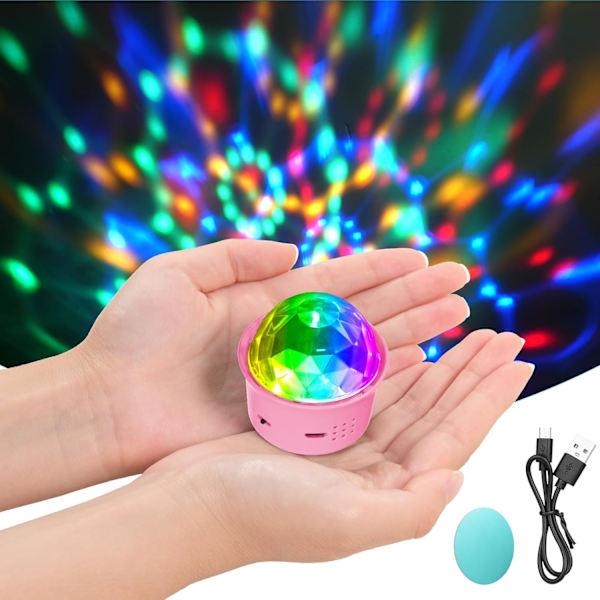 Discolampa, roterande röststyrning discoboll festlampa med fjärrkontroll, röststyrning USBDJ-lampa, lämplig för fest, hemdisco, klubb
