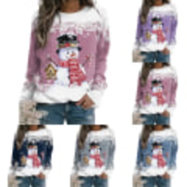 IC Dam Christmas Casual Snowman Sweatshirts Pullover Tops Gift C XL