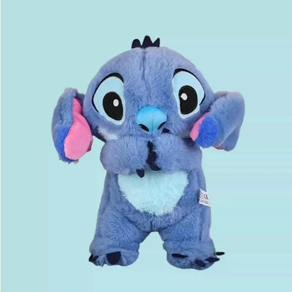 Stitch Plyschleksak för att Lindra Ångest, Söta Cartoon Lugnande Djurleksak med Luftkudde Andningsrörelse för Barn Vuxna Sömn (Blå)