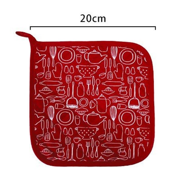 Bomull daglig basgrytlapp för kök värmebeständig underläggsgrytlapp, 20cmx20cm sæt med 3 røde.