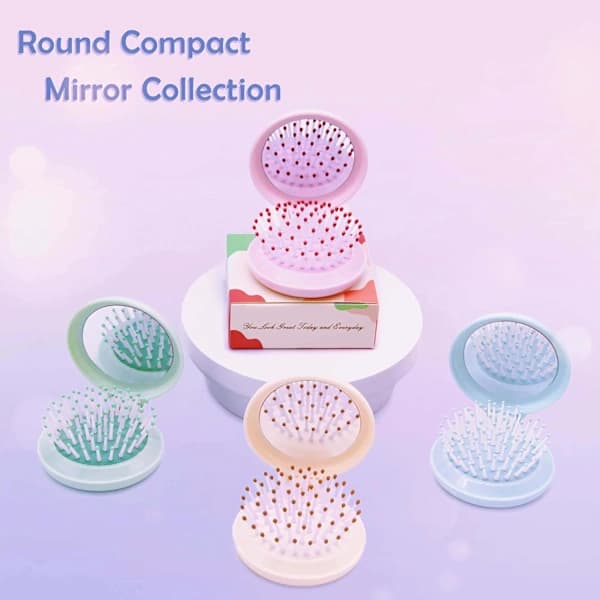Comb with mirror, compact mirror with mini comb set, foldable comb for women.