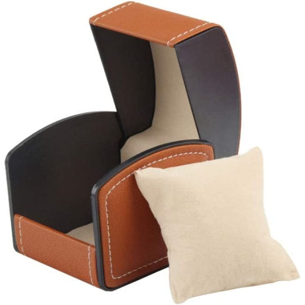 IC Kvadratisk presentförpackning PU-läderarmband Watch Storage Box Enkel Ruts Case för klocka (En brun)