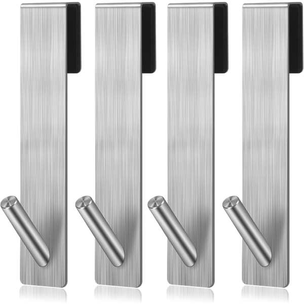IC 4-pack dörrkrokar Duschkrokar i rostfritt stål utan borrning Handduksställ Dörr klädkrok Badrum (silver)