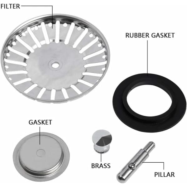 IC 2-pack Diskbänksfilter/Propp Diskbänksstopp Hål Köks-/Badrumssil Diameter 84mm med Kulände, Rostfritt Stål
