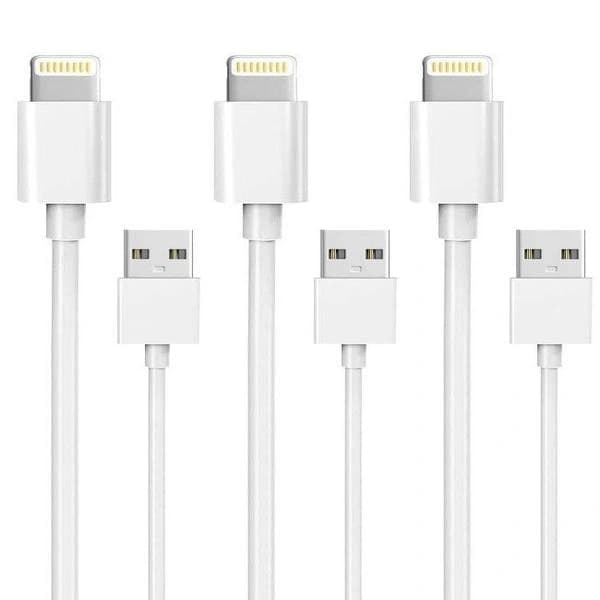 3-pak Lightning-oplader iPhone 13/12/11/Xs/Max/X/8/7/6/5/SE Hvid