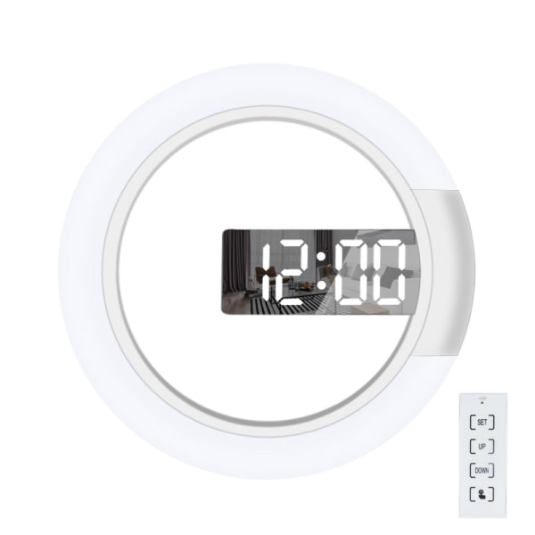 IC LED vægur, digital ur, hul spejl, temperatur alarm