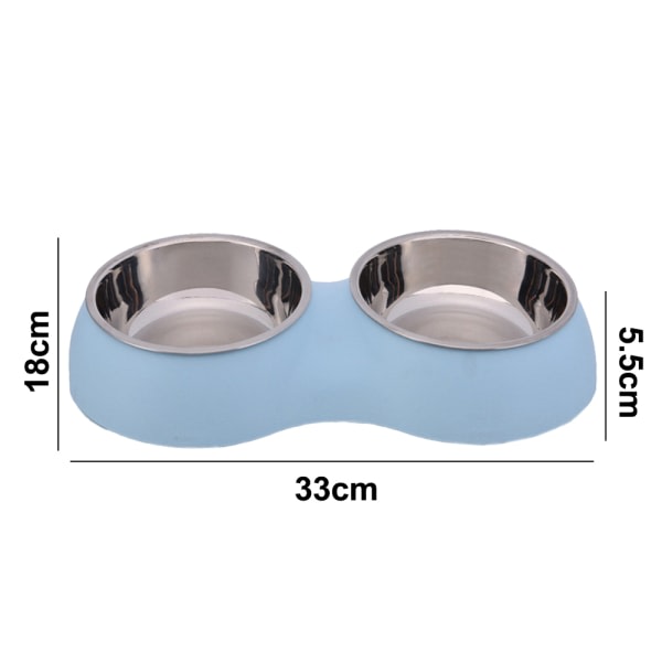 IG Hundskål dubbelskål i rostfritt stål vann- och matupphöjda skålar blå