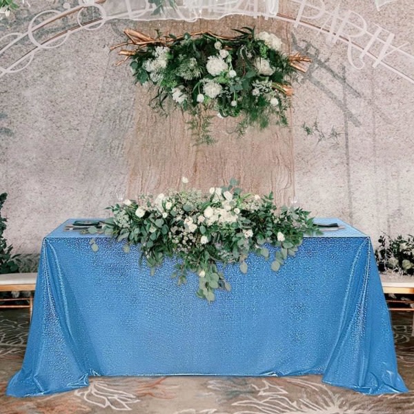 IC Lämplig för fest paljettduk 152,4 x 213,3 cm - Glitter Glitter bordsduk Laser rektangel bordsduk Holiday Party dekoration, blå