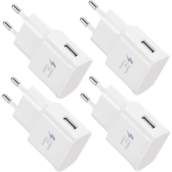4-pak 5V-2A USB-strømadapter Universal hurtigoplader til iPhone 12/11/X 8/7/6, Samsung Galaxy S22 S21 S20 S10 S5 S6 S7 S8 S9/Edge/Plus