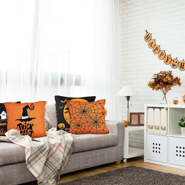 IC 4-pack Halloween Pumpa Spöke Kuddfodral. Case Örngott