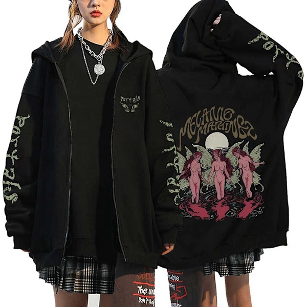 Melanie Martinez Portals -hupparit Piirretty vetoketju huppareita Hip Hop Streetwear Takit Miehet Naiset Ylisuuret Takit Y2K Vaatteet Musta12 Black12 XXL