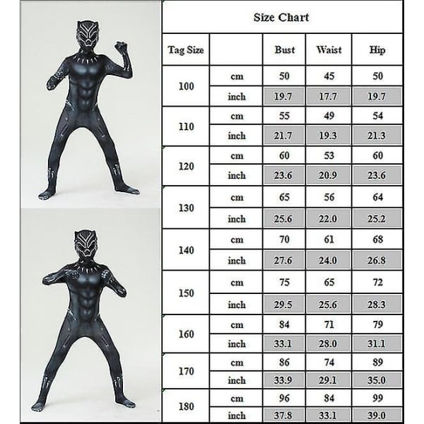 IC Halloween Lasten Musta Pantteri Cosplay Cosplay Haalarit zy 160