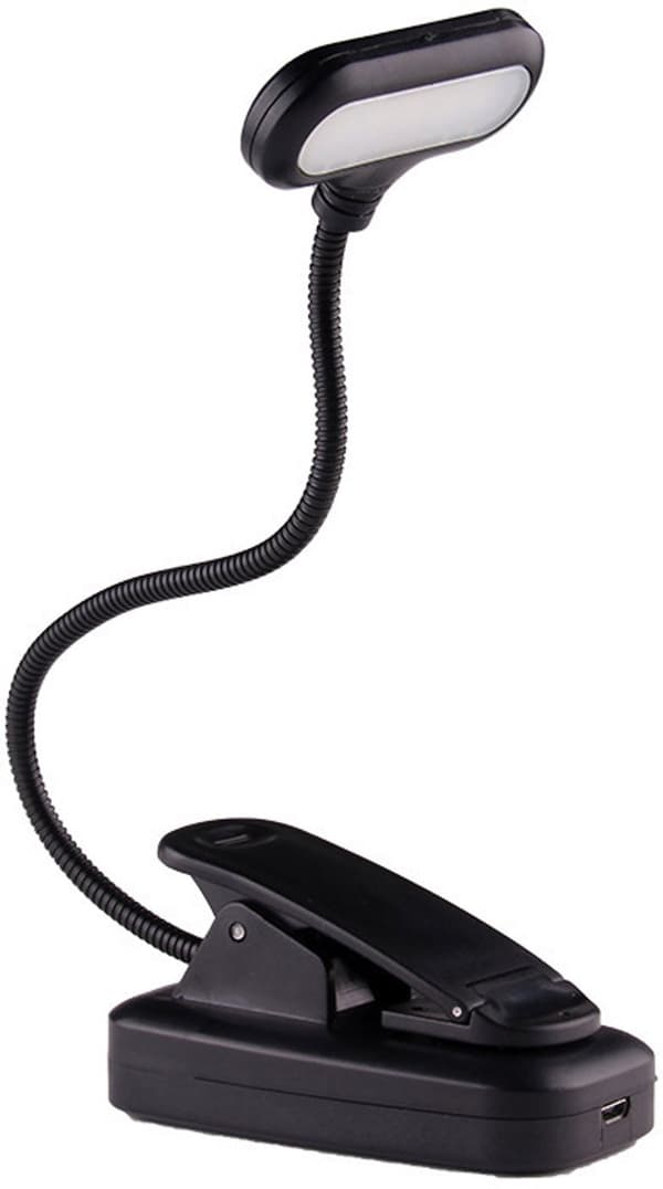 Magnetisk Base Clip-On LED Læselampe, USB Genopladelig, 3 Lysstyrkeniveauer, 360° Roterbar, Til Sengekant Og Rejser, Sort