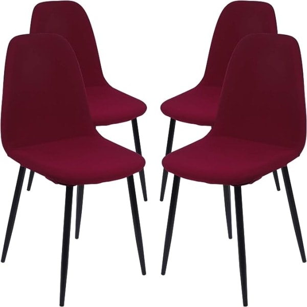 Sæt med 4 aftagelige vaskbare skandinaviske cover Shell Side Armless Cover til køkken, spisestue, soveværelse, dagligstue sidostol, rød