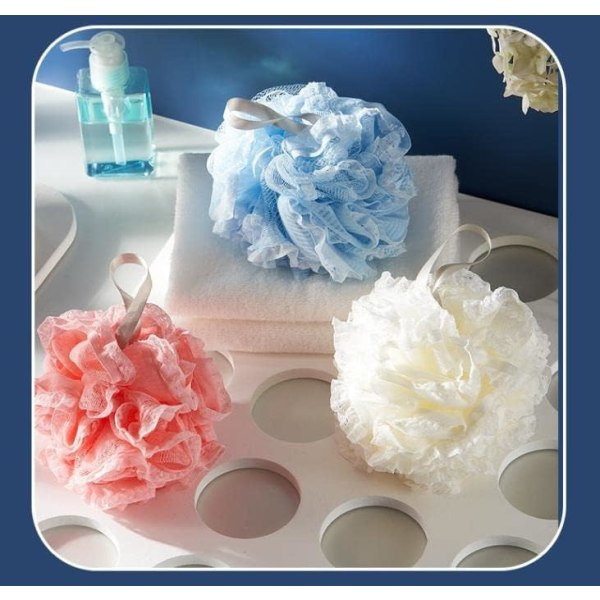 IC Duschsvamp, Badboll, Duschborste, Exfolieringssvamp (Blå/Vit/Rosa 3 Färger)