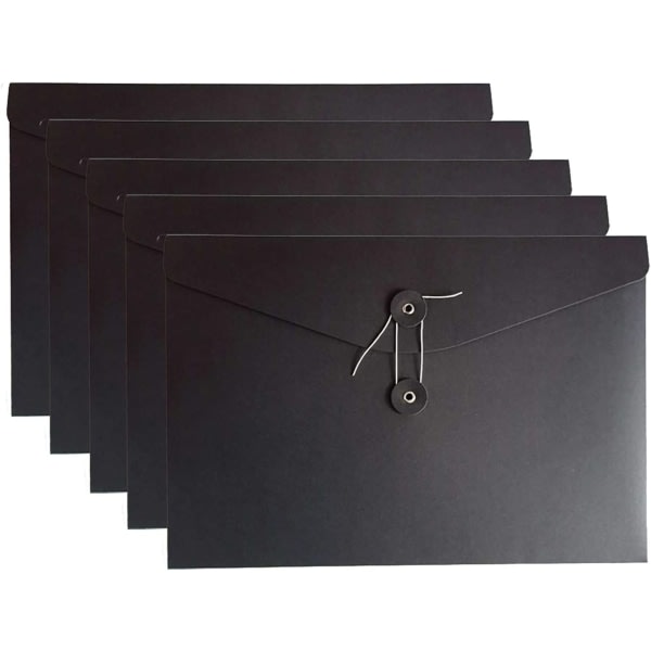 IG Kraft String Envelope File Folder Project Pockets File Jacket Svart