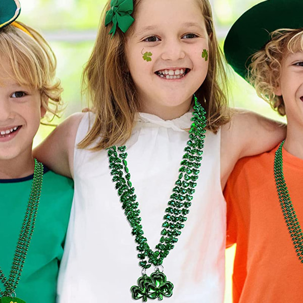 IG 18ST St. Patricks Dag Shamrock Halskæde Clover Grøn Perle