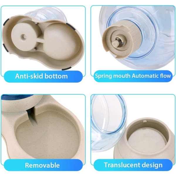IC Kibble Mat- och Vattendispenser, Automatisk Dricksfontän, Dricksbehållare och Matare för Katt/Hund/Husdjur 3,8L x 2st och Fodermatta