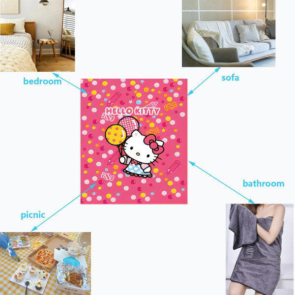 IC Kawaii-filt tecknad slängfilt Katt Mjuk slängfilt, supermjuk, mysig för bäddsoffa 60'' x 50''
