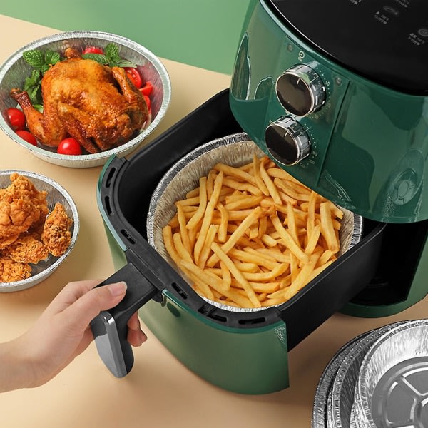 Aluminiumfolie Air Fryer Pappersfodral 50st/ sæt Grillmatbricka Beholdere Non-stick For Hem Kök Pan Pad Tilbehør Pizzabricka 6 inches