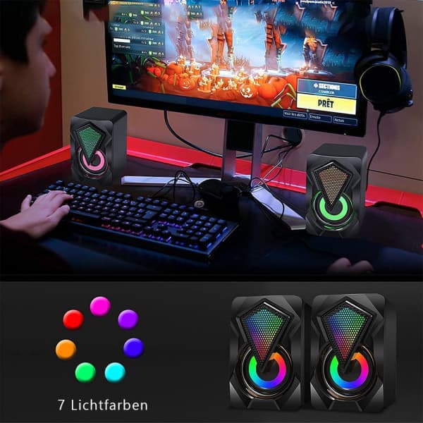 IC USB computerhøjttalere stereo højttalersystem med farverige
