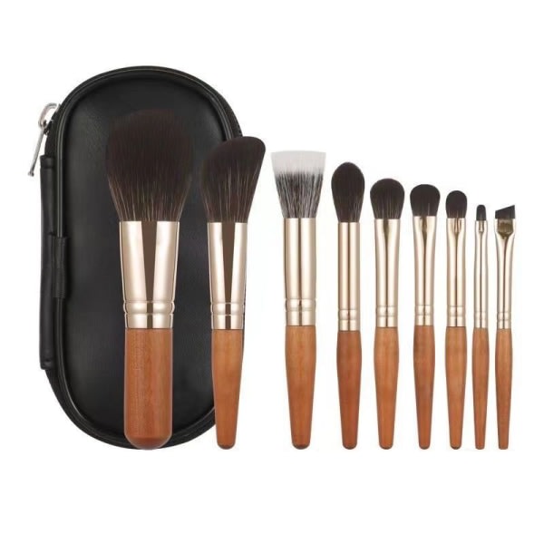 IC 9st Portableb Makeup Brush Set Mini Size Resor Skönhet Makeup PU-väska onesize
