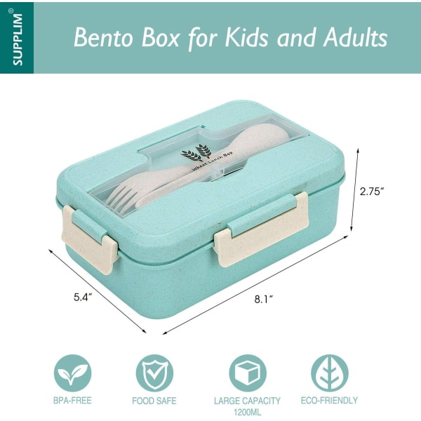 IC Bentolåda för Barn & Vuxna Lunchbox med 3 Fack, Vete rosa