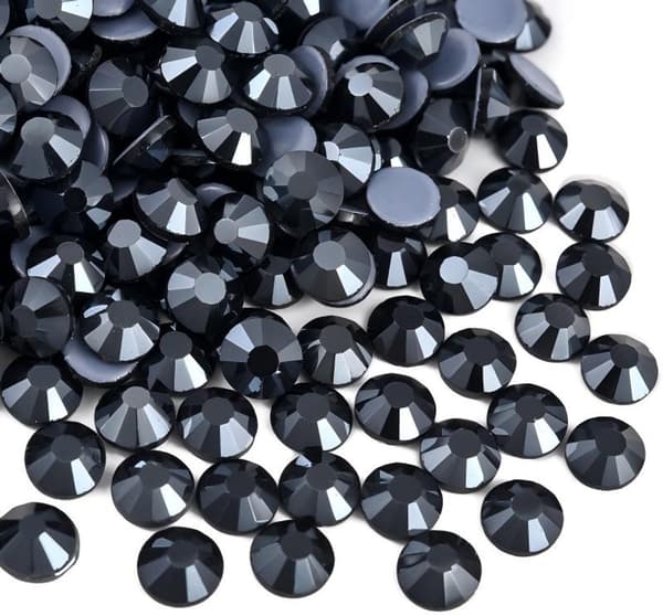 Hot-Fix Glasrhinsten, Fladryggede Krystaller, 1.440 Stykker Til DIY Håndværk, Tøj & Tilbehør, Sort, SS16 3,8–4mm