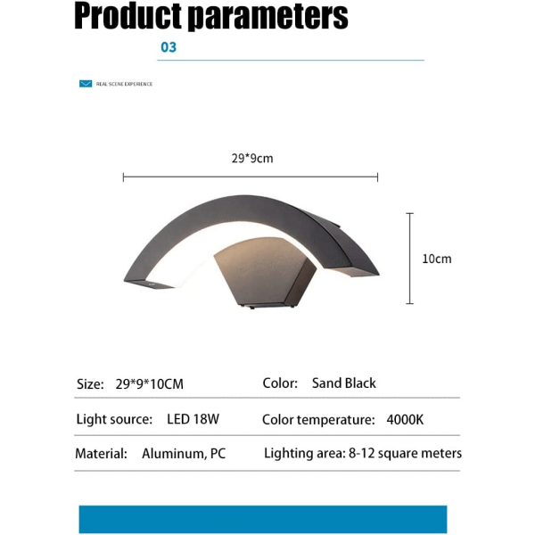 IC 18W LED-seinävalaisin alumiinikotelo IP65 Vedenkestävä (18