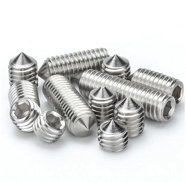 M6 Koniske Settskruer Rustfritt Stål Sekskant Settskruer Allen Festemidler Punktskruer M6×20mm, 20 stk