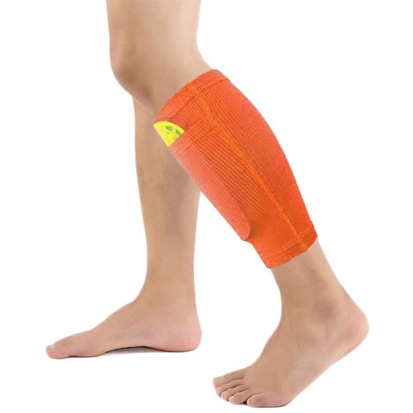 IC 1 par Fodbold Skinnebeskytter Strømper, Ben Performance Support Fodbold Kompression Vadærmer med Lomme til at holde Skinnebeskyttere - Orange - L