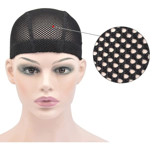 IC 2 kpl Musta Spandex Mesh Dome Peruukkihattu