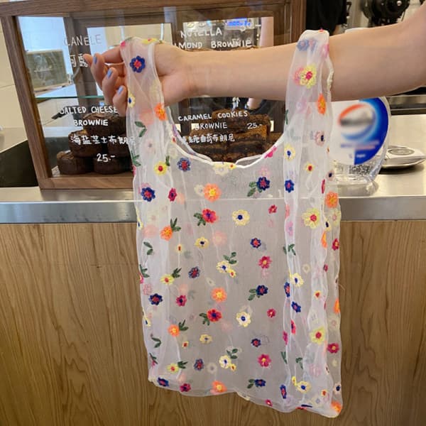 IC Läpinäkyvä Mesh-kangaskassi naisille Monivärinen