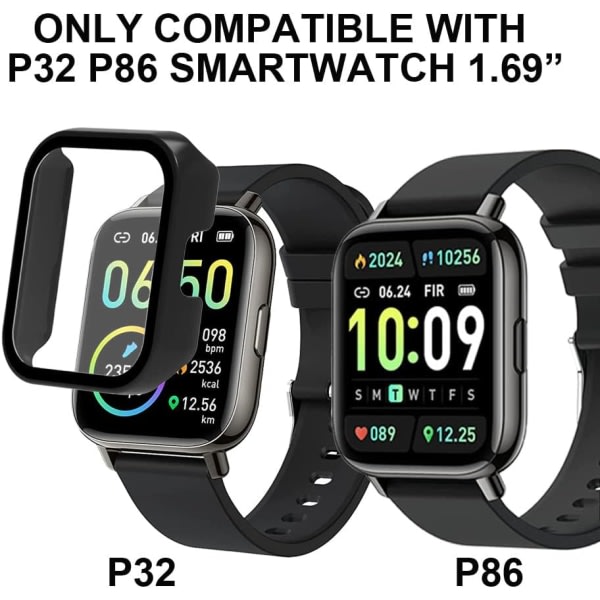 Smart Watch Fodral med skærmbeskyttelse til P32 P86 Kompatibel med IC