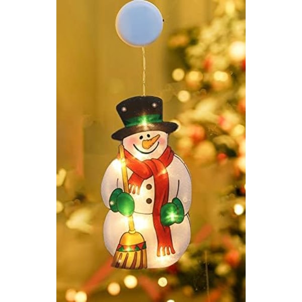 IC Snowman Christmas Lights String - Batteridrivna String Lights med sugkoppar för fönsterdekoration - Led Juldekoration inomhus och utomhus