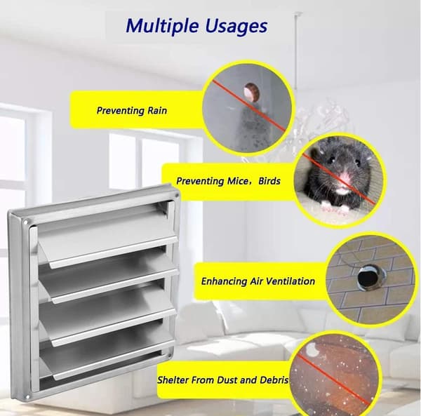 Väggventilationskåpa - frånluftsgaller - rostfritt - stål - badrum - 150 - mm - Ventilationskåpa - Ventilationssystem