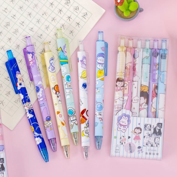 IC 6 stk/boks Tegneserie Automatisk Blyant Kawaii-penner for å skrive Tegning A2